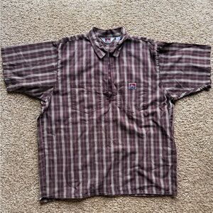Ben Davis Brown Plaid Short Sleeve Work Shirt Size XXL